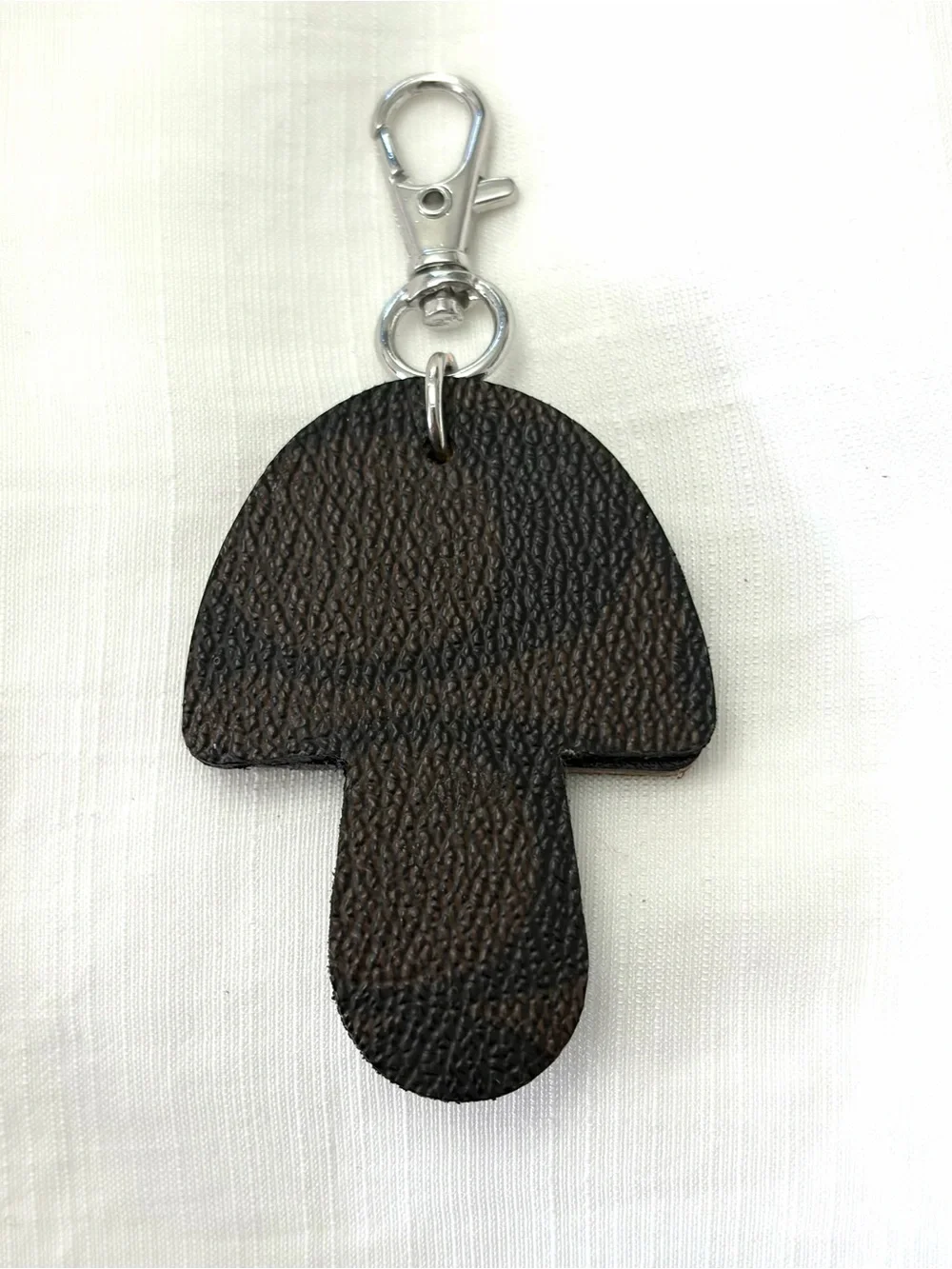 Upcycled COACH Leather Mushroom Key clip accessory